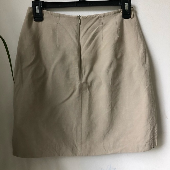 TAILOR B.Moss Women’s Silk Linen Tan Faux Wrap Mini Skirt Size 6 - Picture 7 of 15